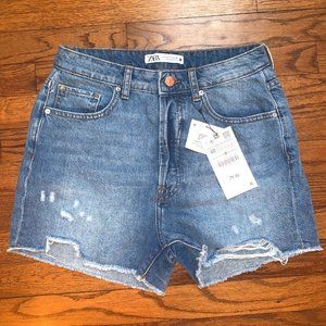 Zara High Waisted Jean Shorts Size US 8